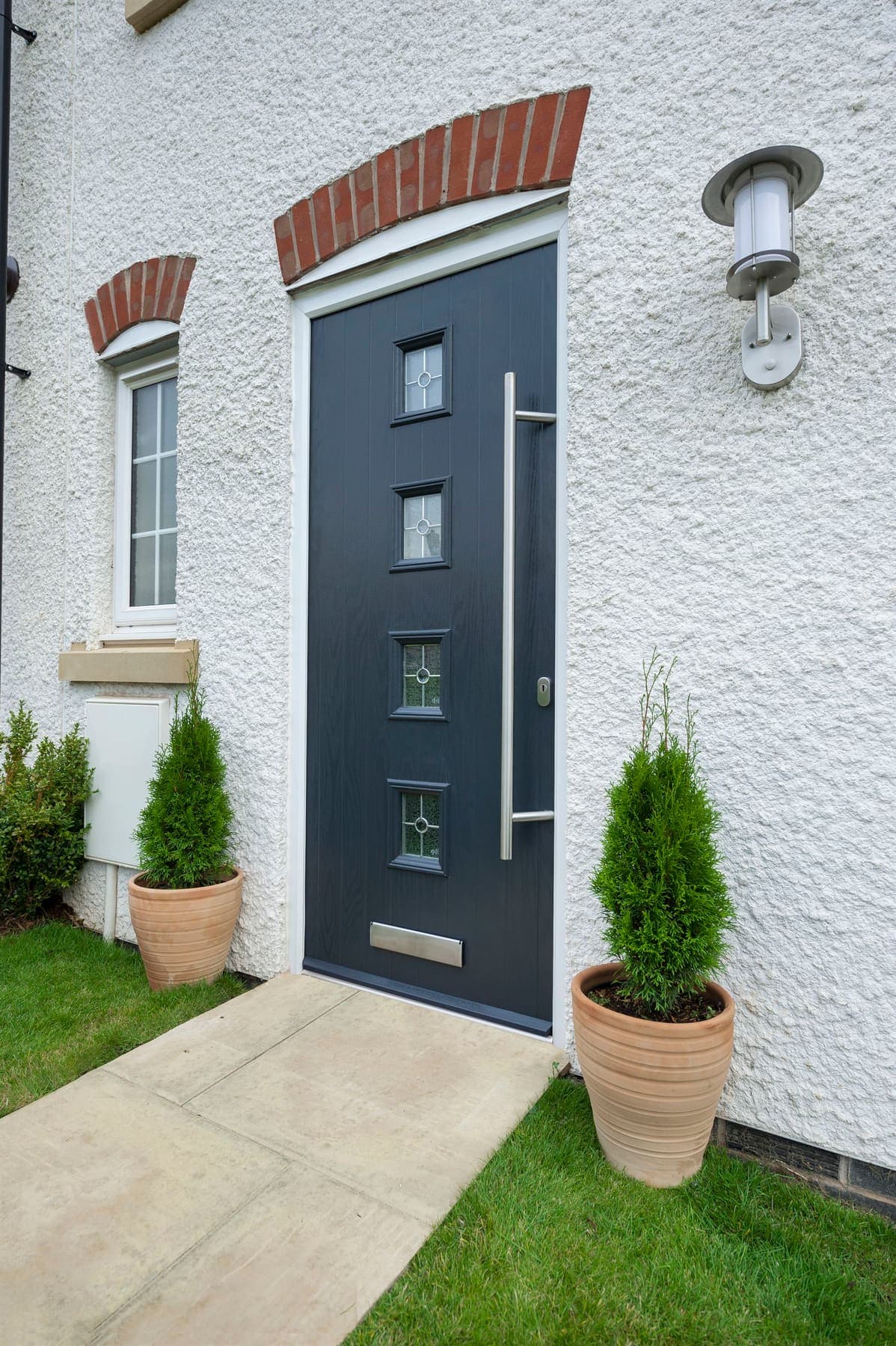 Portavelle Wenlock composite front door in Anthracite Grey with Finesse glass