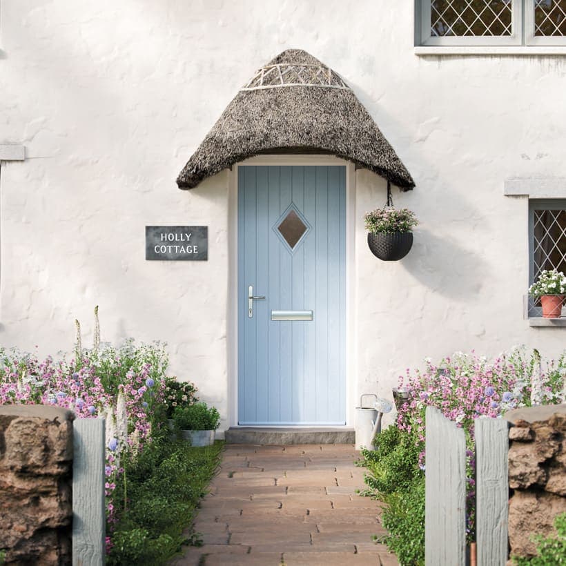 Portavelle Dunmow composite front door in Duck Egg Blue